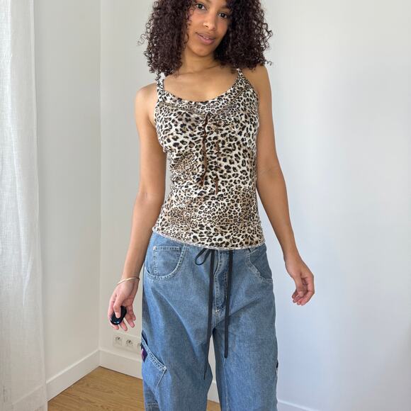 Vintage Slinky Leopard Print Cotton Tank (M) - Picture 1 of 9